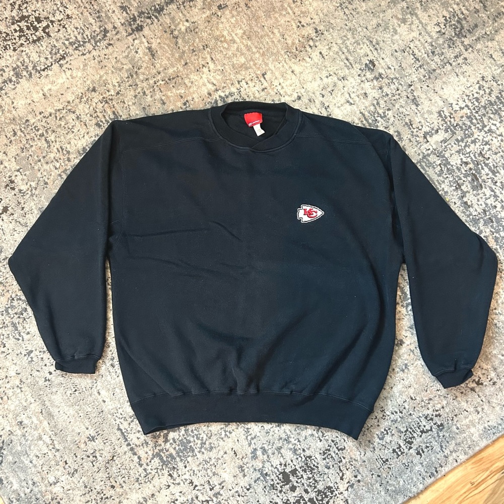 Reebok Kansas City Chiefs Vintage 90s Black Embroidered Crewneck Sweatshirt XL